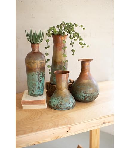 Set de Jarrones Decorativos con Pátina Verde